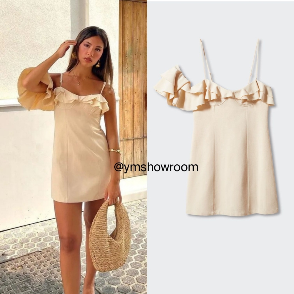 MANGO Ruffled shoulder dress